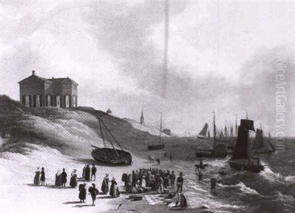 Hollandische Kustenlandschaft Bei Scheveningen Oil Painting by Hubert Sattler