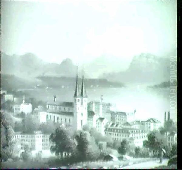 Blick Auf Luzern. Oil Painting by Hubert Sattler
