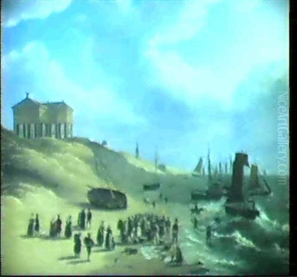 Fischverkauf Am Meeresstrand Oil Painting by Hubert Sattler