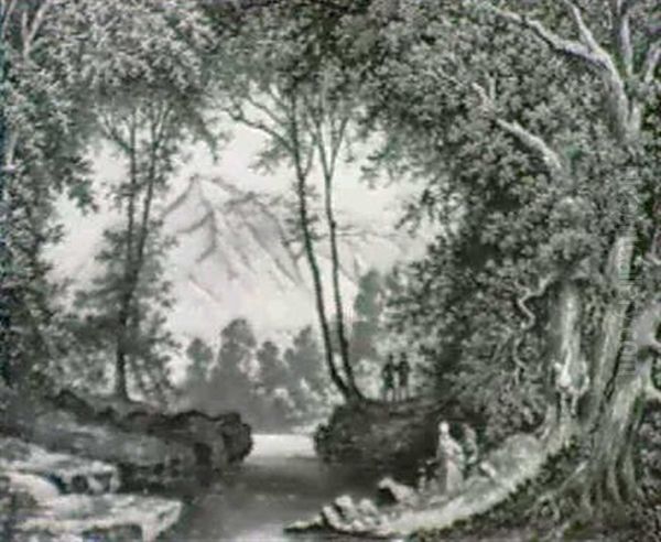 Ansicht Des Plainbach Bei Der Mundung In Die Salzach Oil Painting by Hubert Sattler