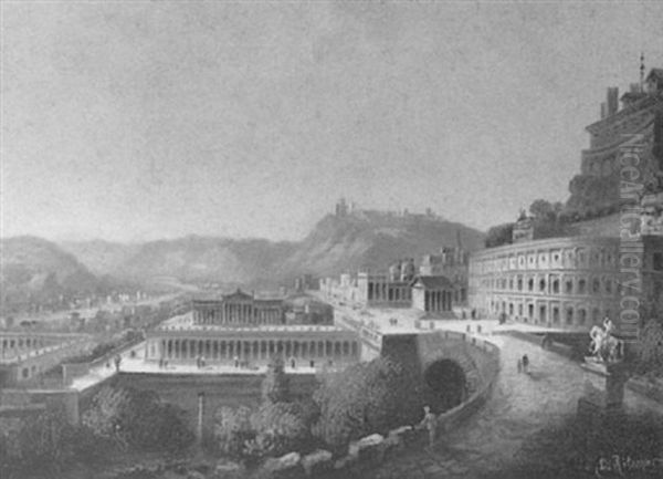 Vue De Fantaisie D'une Ville Oil Painting by Johann Michael (Satler) Sattler