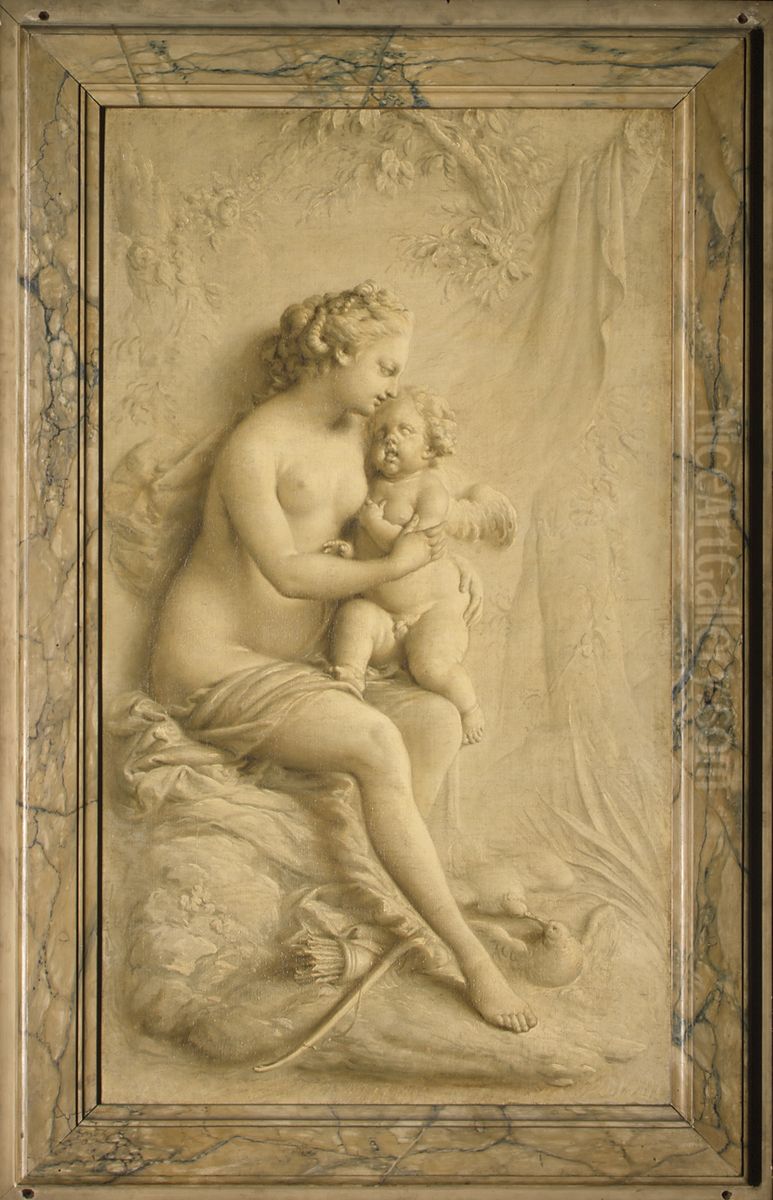 Venus And Cupid Oil Painting by Piat Joseph Sauvage