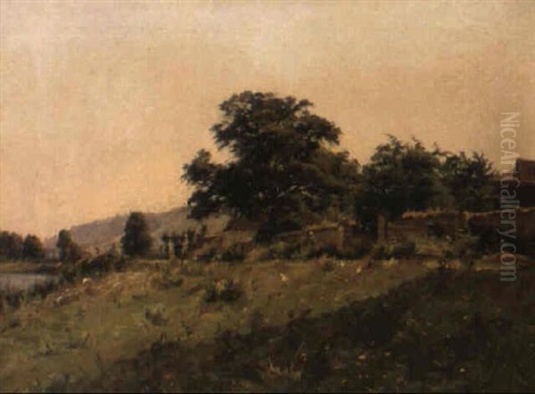 Sommarlandskap Oil Painting by Adrien Jacques Sauzay