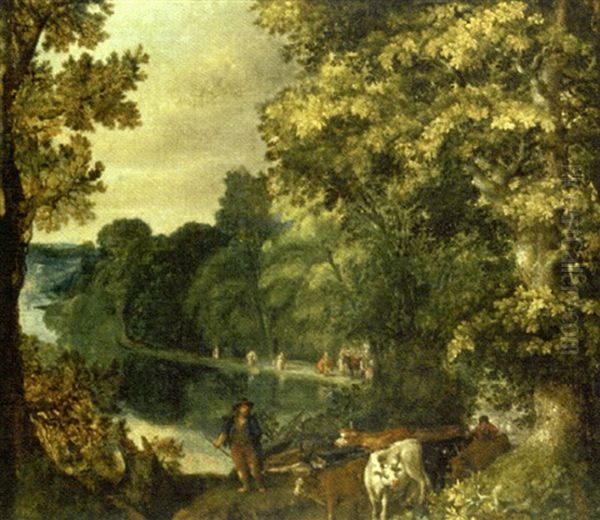 Landscape With Cattle And Drovers Oil Painting by Roelandt Savery