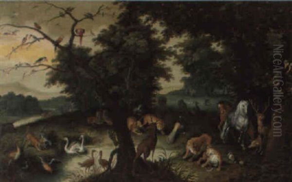 Phantastische Landschaft Mit Tieren Oil Painting by Roelandt Savery