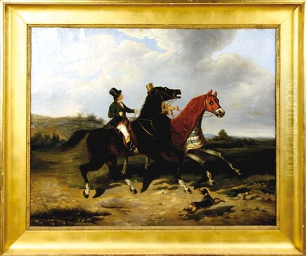 Cavaliers Sous L'orage Oil Painting by Alfred De Savignac