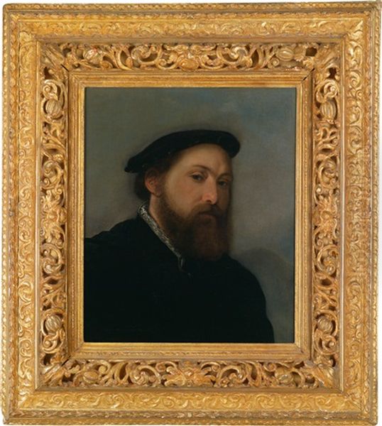 Bildnis Eines Bartigen Mannes Mit Schwarzem Barett / Ritratto Virile Con Berretto Oil Painting by Giovanni Girolamo Savoldo