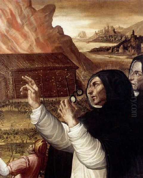 Un Bienheureux Domincain Arretant Miraculeusement L'incendie D'un Vendangeoir Oil Painting by Giovanni Girolamo Savoldo