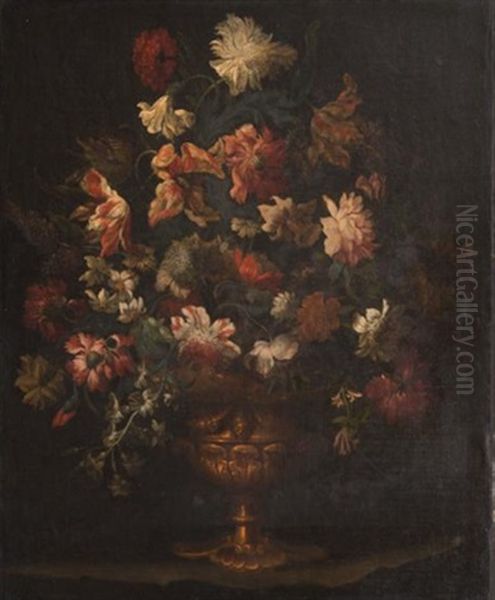 Bouquet De Fleurs Sur Un Entablement Oil Painting by Andrea Scacciati I