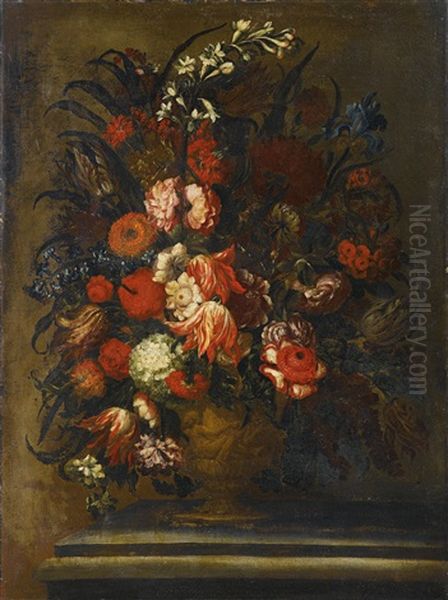 Ein Paar Blumenstillleben Oil Painting by Andrea Scacciati I