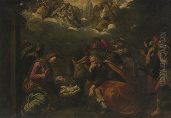 The Nativity Oil Painting by Ippolito Scarsella (see Scarsellino)
