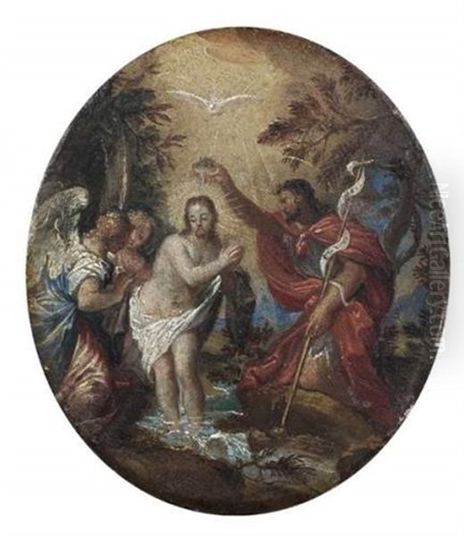 Le Bapteme Du Christ Oil Painting by Ippolito Scarsella (see Scarsellino)