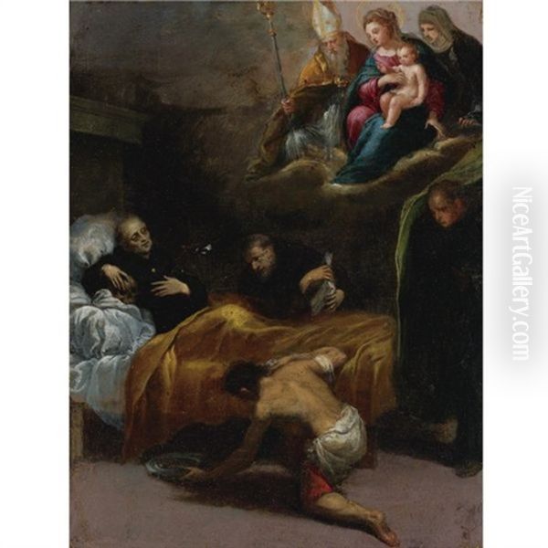 Death Of Saint Dominic With The Virgin And Other Saints Oil Painting by Ippolito Scarsella (see Scarsellino)