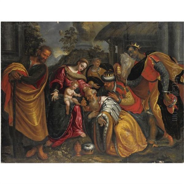 Adorazione Dei Magi Oil Painting by Ippolito Scarsella (see Scarsellino)