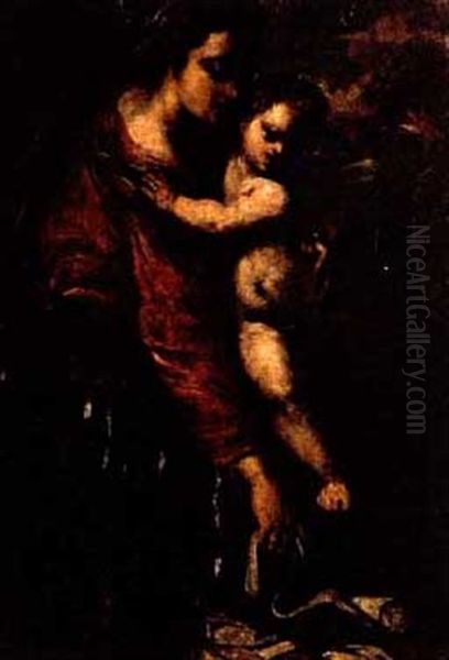 Madonna And Child Oil Painting by Ippolito Scarsella (see Scarsellino)