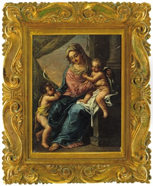 Madonna Col Bambino E San Giovannino: Madonna Mit Kind Und Johannesknaben Oil Painting by Ippolito Scarsella (see Scarsellino)