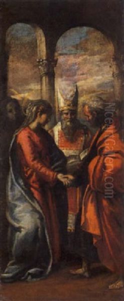 Sposalizio Della Vergine Oil Painting by Ippolito Scarsella (see Scarsellino)