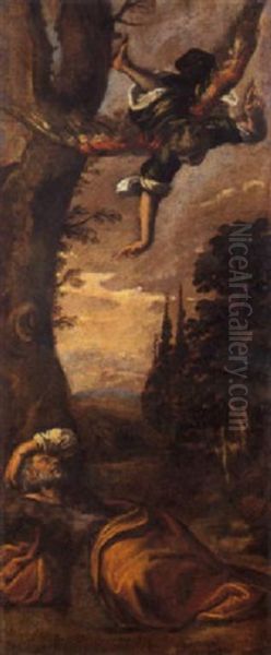 San Giuseppe E L'angelo Oil Painting by Ippolito Scarsella (see Scarsellino)