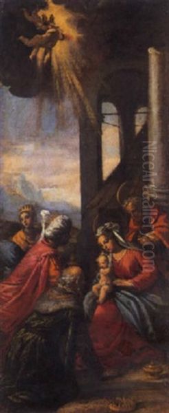 Adorazione Dei Pastori Oil Painting by Ippolito Scarsella (see Scarsellino)