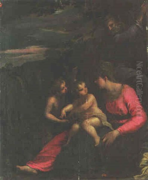 The Rest On The Flight Into Egypt With The Infant Saint John The Baptist Oil Painting by Ippolito Scarsella (see Scarsellino)