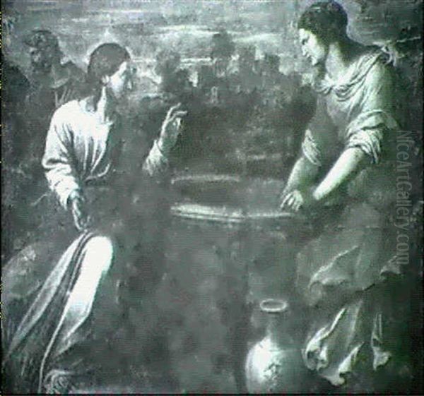 Le Christ Et Marie-madeleine Au Puit Oil Painting by Ippolito Scarsella (see Scarsellino)