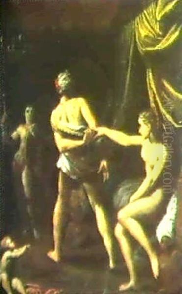 Mars And Venus Oil Painting by Ippolito Scarsella (see Scarsellino)