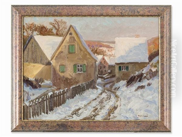 Winter Scene Oil Painting by Wilhelm M. Schacht