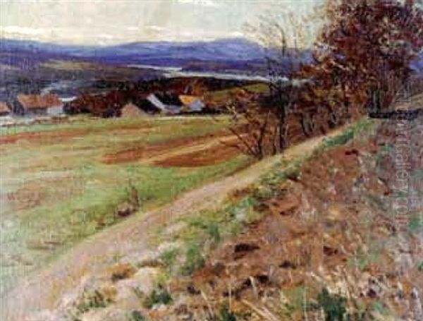 Das Isartal Bei Wolfratshausen Oil Painting by Wilhelm M. Schacht