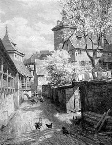 Blick In Eine Gasse Des Stadtchens Rothenburg O.t. Oil Painting by Wilhelm M. Schacht