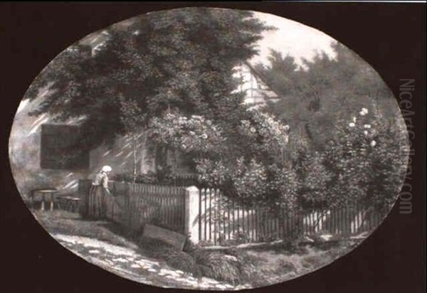 Am Bauerngarten Oil Painting by Wilhelm M. Schacht