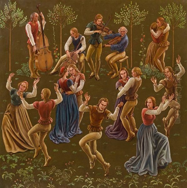 Round Dance Oil Painting by Franz Schaden