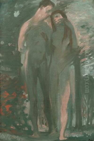 Adam Und Eva Oil Painting by Paul Schad-Rossa