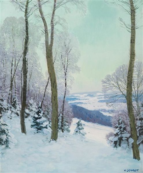 Winter Landscape Oil Painting by Karl Schadt