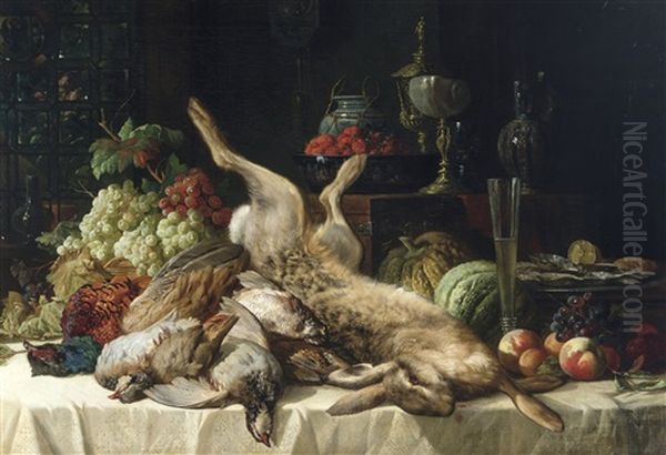 Ornate Still Life (1873) Oil Painting by Lucas Schaefels