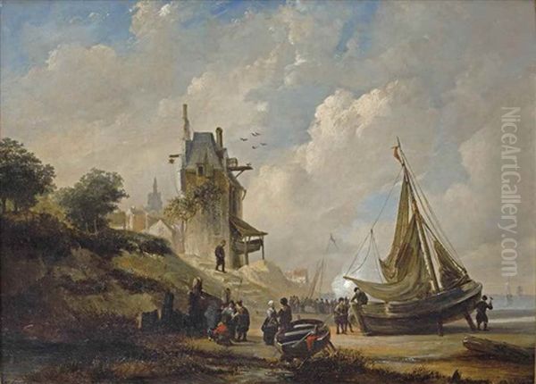 Repairing The Vessel Oil Painting by Henri Adolphe Schaep