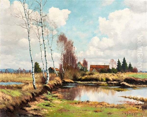 Moorlandschaft Mit Birken Oil Painting by Carl M. Schaette