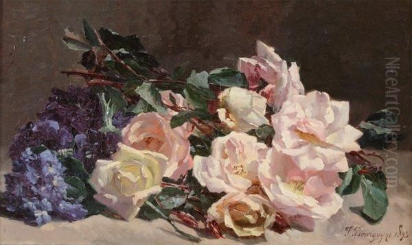 jetee De Fleurs Oil Painting by Pierre Bourgogne