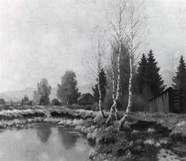 Voralpenlandschaft Oil Painting by Carl M. Schaette