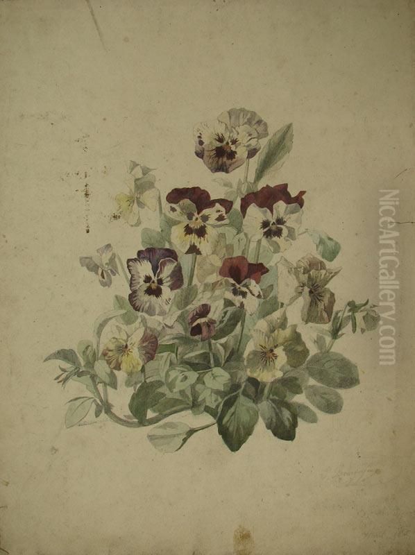 Lot De 12 Etudes De Fleurs Oil Painting by Pierre Bourgogne