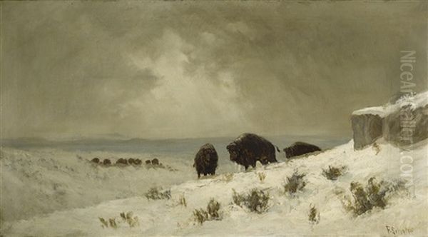 Winter On The Plains Oil Painting by Frederick Ferdinand Schafer