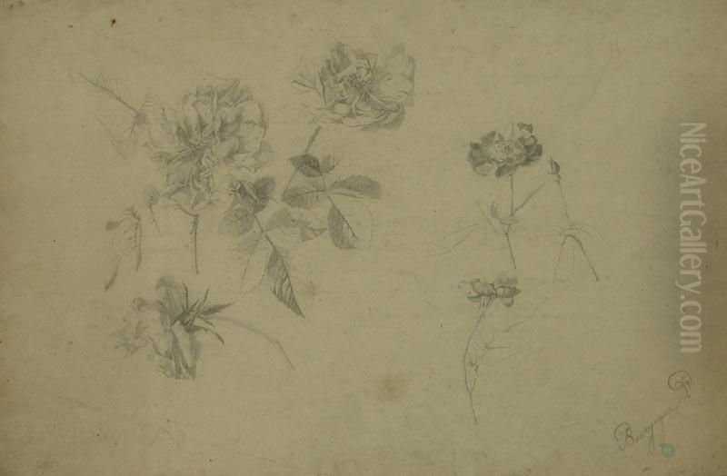 Lot De 10 Etudes De Fleurs Oil Painting by Pierre Bourgogne