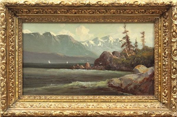 Mountainside Lake Oil Painting by Frederick Ferdinand Schafer