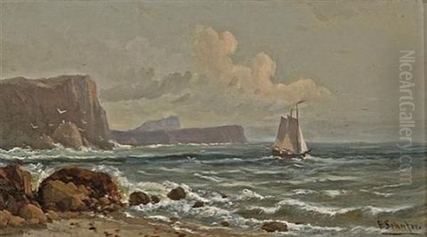 Morning Sail (thought To Be Midway Point, Near Monterey, California) Oil Painting by Frederick Ferdinand Schafer