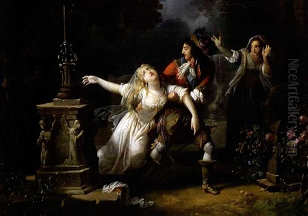 Mademoiselle De La Valliere Au Couvent De Chaillot Oil Painting by Jean-Frederic Schall