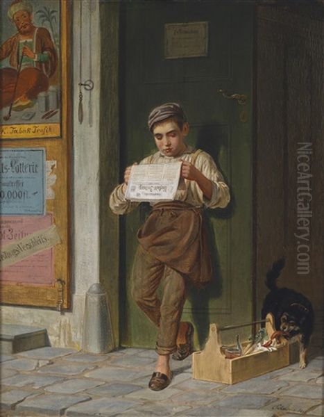 Neuigkeiten Oil Painting by Franz Schams