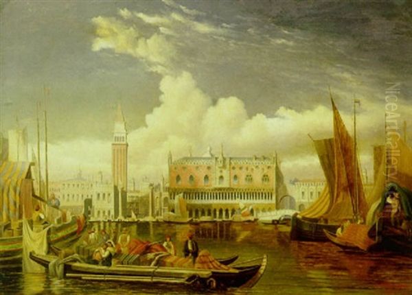 Parti Fra Venedig Med Dogepaladset Og Marcus Pladsen Oil Painting by Hugo Schaper
