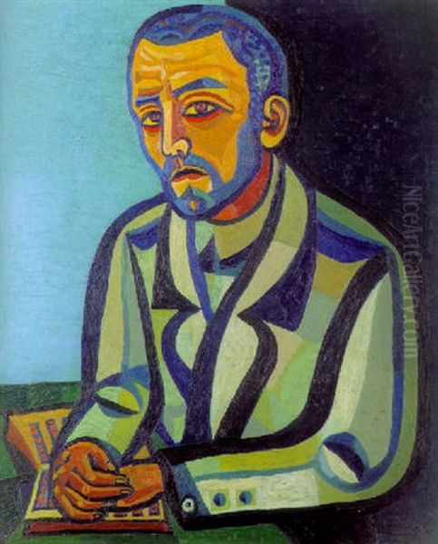 Nachdenklicher Mann Oil Painting by Josef Scharl