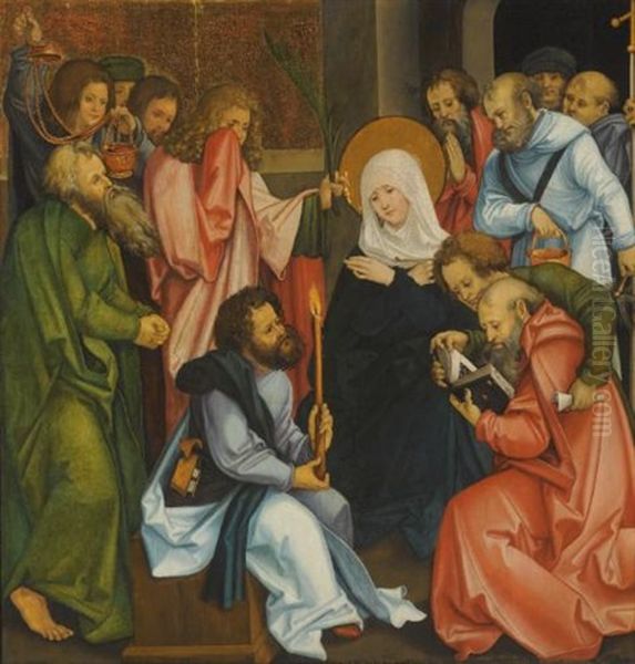 The Dormition Of The Virgin (+ Christ Carrying The Cross, Verso) Oil Painting by Hans Leonhard Schaeufelein