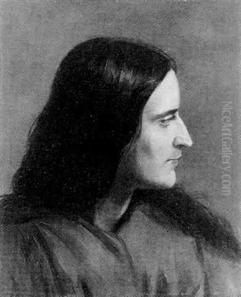 Etude De Tete D'un Personnage De Profil Oil Painting by Ary Scheffer