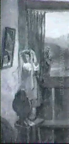 Die Gelbe Haarschleife Oil Painting by Robert Scheffer